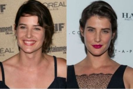 Cobie Smulders before and after makeup.